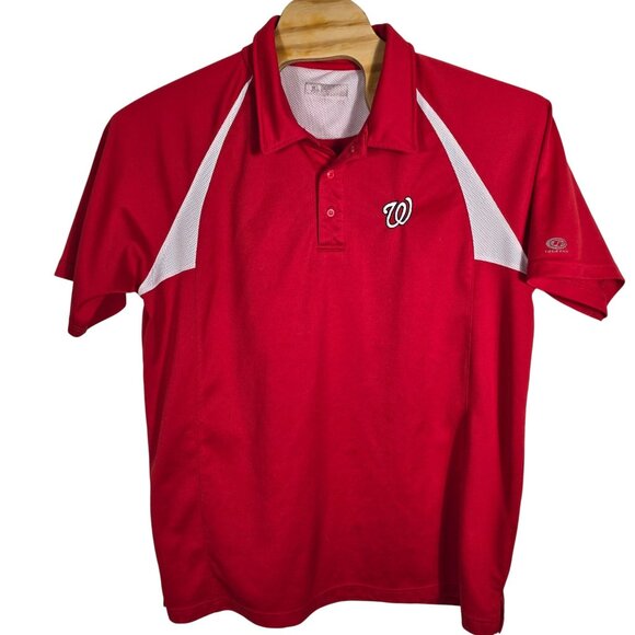 Washington Nationals‎ Embroidered Logo Polo Shirt Large Men's Short Sleeve Red - Picture 2 of 6